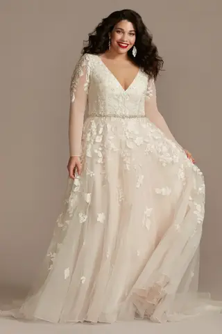 Illusion Long Sleeve Wedding Dress (Style SWG820)